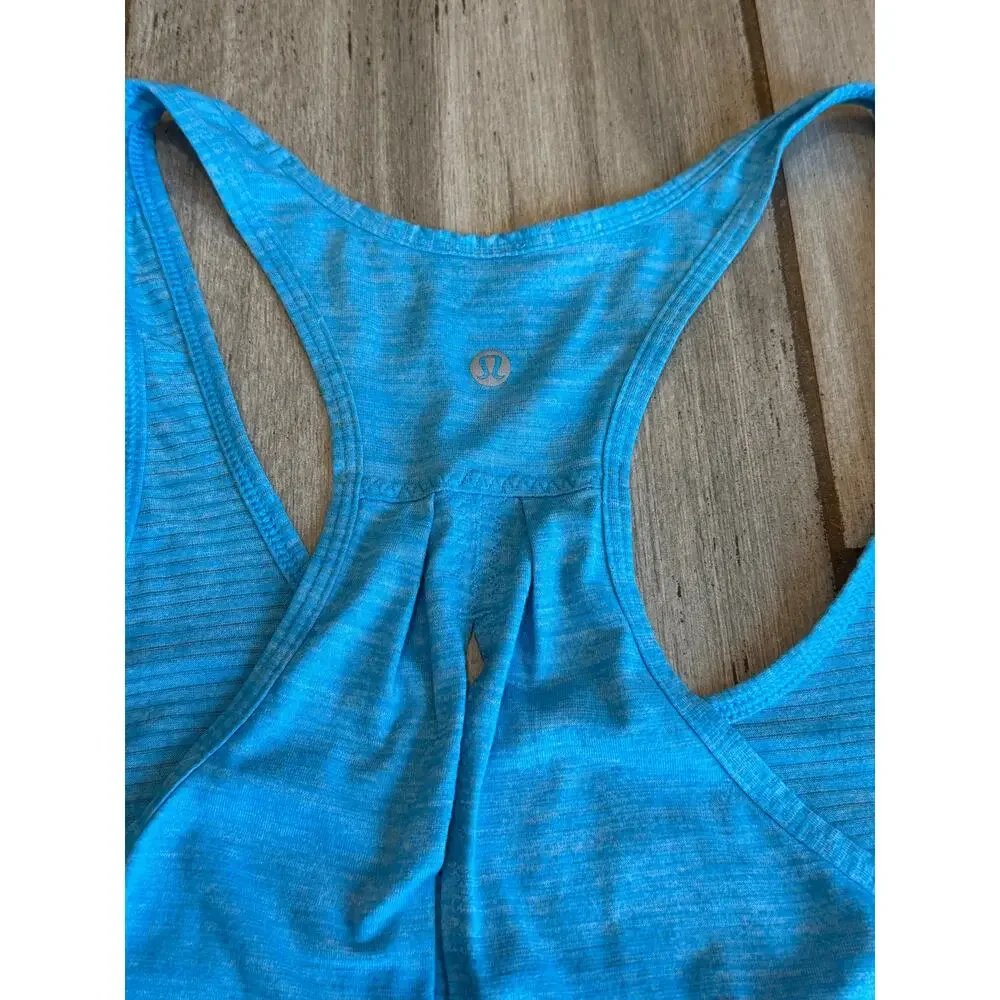 Lululemon Salute Sun Singlet II Tank Kayak Blue Luon Yoga Athletic Womens Sz 4-6